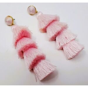 BaubleBar Pink Tassel Statement Earrings Tiered Drop Nordstrom NWT